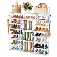 Rebrilliant Metal Shoe Rack Organizer, 8 Tiers Tall Shoe Shelf Storage, 40-45 Pairs Vertical Large Boot Rack, Stackable