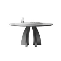 PEPPER CRAB Italian Modern Light Luxury Circular Dining Table With Turntable(Chair Not Included)