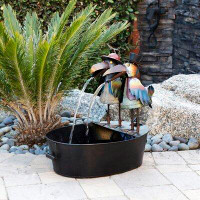 August Grove Rockett Metal Outdoor Crow Water Fountain