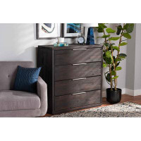Millwood Pines Lefancy Deshai Modern and Contemporary Dark Brown Finished Wood 4-Drawer Chest