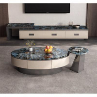STAR BANNER Italian Light Luxury Marble Coffee Table Combination Simple Modern Double Drawer Coffee Table