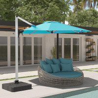 Freeport Park® Patio 11 Ft. x 11 Ft. Octagonal Aluminum Cantilever Umbrella with Base and Cover
