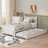 Alcott Hill Full Size Solid Wood Platform Bed Frame With Trundle For Limited Kids