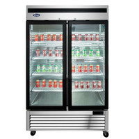 Atosa MCF8707GR 54 Inch Glass Door Refrigerator � Two Section � Stainless Steel Exterior