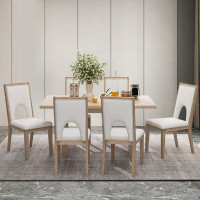 Gracie Oaks 6-Piece Dining Table Set with Rectangular Dining Table and 6 Upholstered Chairs