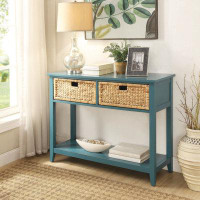 GZMWON Console Table With Rattan Drawers