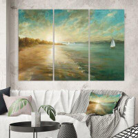 Made in Canada - East Urban Home Coastal Pastel Horizon - Multi-Piece Image Wrapped Canvas Painting Print