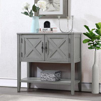 Millwood Pines 35''Farmhouse Wood Buffet Sideboard Console Table With Bottom Shelf And 2-Door Cabinet, For Living Room,