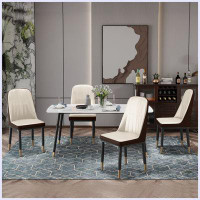 Everly Quinn Modern Set Of 4 PU Dining Chair With Iron Metal Gold Plated Legs