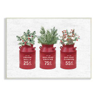 Stupell Industries Rustic Country Jugs Festive Holiday Holly Sprigs Black Framed Giclee Texturized Art By Lettered And L