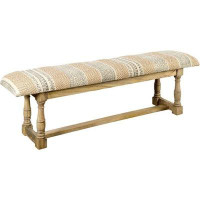 Bungalow Rose 14" Brown Upholstered Cotton Blend Bench