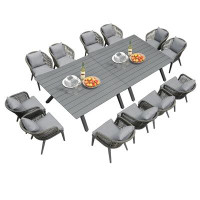 Hokku Designs Puple Leaf 14 Pieces Patio Dining Sets All-weather Wicker Outdoor Patio Furniture With Table All Aluminum