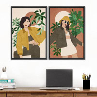 wall26 Stylish Female Portrait Tropical Plant Abstract Nature Wall Decor Artwork Nordic Mid-Century Modern