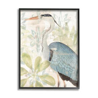 Stupell Industries Az-915-Framed Heron And Tropical Plants On Canvas by June Erica Vess Print
