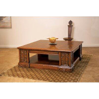 David Michael Solid Wood Floor Shelf Coffee Table with Storage