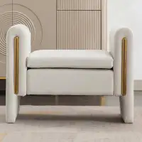 Latitude Run® Teddy Fabric Storage Bench Bedroom Bench With Gold Metal Trim Strip For Living Room Bedroom Indoor in , 25