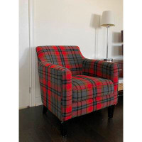 Gracie Oaks Highland Red Plaid Upholstered Bronte Armchair