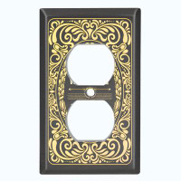 WorldAcc Metal Light Switch Plate Outlet Cover (Vintage The Original Whiskey Yellow Frame Border Faded Black - Single To