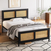Bay Isle Home™ Bed Frame With Rattan Headboard And Footboard