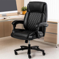 Tryimagine Executive Office Chair - 500Lbs Heavy Duty Office Chair, Wide Seat Bonded Leather Office Chair With 30-Degree