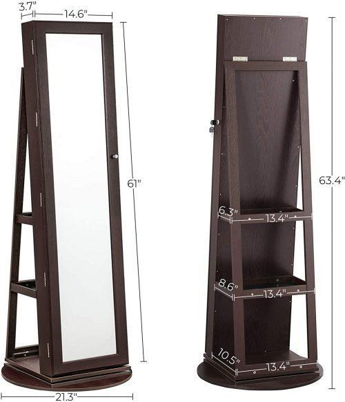 NEW JEWELRY ORGANIZER CABINET MIRROR 360 ROTATING ARMOIRE 122721 in Other in Alberta - Image 4