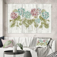 East Urban Home Cabin & Lodge 'Red and Blue Vibrant Hydrangea Flowers' Painting Multi-Piece Image on Canvas