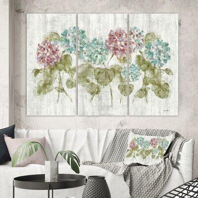 East Urban Home Cabin & Lodge 'Red and Blue Vibrant Hydrangea Flowers' Painting Multi-Piece Image on Canvas in Home Décor & Accents