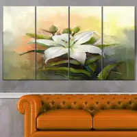 Made in Canada - Design Art 'White Lily Flower' 4 Piece Painting Print on Wrapped Canvas Set