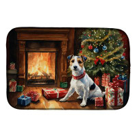 Caroline's Treasures Jack Russell Terrier Cozy Christmas Dish Drying Mat