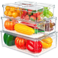 Prep & Savour Vtopmart Set Of 7 Fridge Organizer, Stackable Fruit Storage Containers For Fridge, Fridge Organizers And S