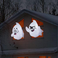The Holiday Aisle® 3 FT Halloween Inflatable Window Ghost With Build-In LED, 2 Pack Blow Up Inflatable Scary Flying Ghos