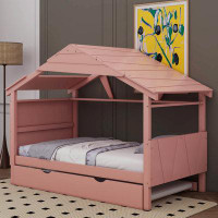 Harper Orchard Macsen Wood Twin Size House Bed With Trundle And Storage