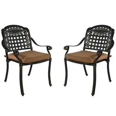 MEETWARM Stacking Stacking Patio Dining Armchair with Cushion