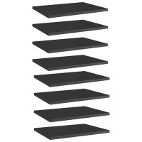 Ebern Designs Bookshelf Boards 8 Pcs High Gloss Black 15.7"X11.8"X0.6" Engineered Wood