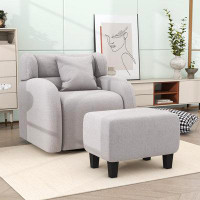 Latitude Run® Upholstered Swivel Armchair with Ottoman for Living Room