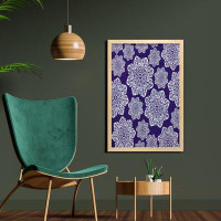 East Urban Home Ambesonne Navy Blue Wall Art With Frame, Floral Lace Graphic Print Snowflake Themed Pattern Ornate Circl