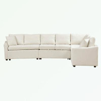 Latitude Run® L-shaped Convertible Sofa Bed with Two Back Pillows, USB Ports and Power Sockets