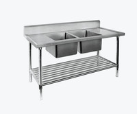 NEW 70 DOUBLE STAINLESS STEEL SINK TABLE & UNDERSHELF SS2718C