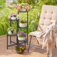 Hokku Designs 5 Tier Metal Plant Stand For Indoor Outdoor, Foldable Corner Tall Plant Shelf Display Stand For Multiple P