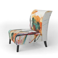East Urban Home Abstract Orange Flowers - Traditional Upholstered Slipper Chair