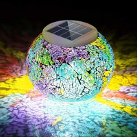 NEW RGB COLOR CHANGING SOLAR LED LIGHT MOSAIC CRACKED GLASS 1022CMS