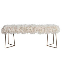 Everly Quinn Modern Metal Entryway Bench With Wool Upholstered Seat