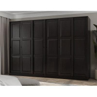 Hokku Designs Portokalle 100% Solid Wood 6-Raised Panel Sliding Door Wardrobe Armoire