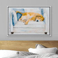 wall26 " Cozy Beagle Asleep On Couch Peaceful Dog Watercolor Simple Modern Art " on