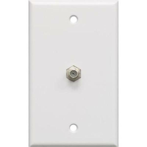 Coaxial F-Type 1-Gang Wallplate - Single Jack Adapter - White in General Electronics in Québec