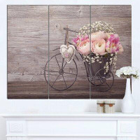 Made in Canada - Design Art 'Ranunculus Flowers in Bicycle Vase' 3 Piece Graphic Art on Wrapped Canvas Set