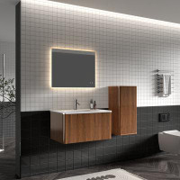 Wrought Studio Etna 30" Wall Mounted Single Bathroom Vanity with Side Cabinet