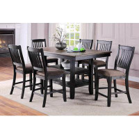 Wildon Home® Transitional Dining Room 7Pc Set Dark Coffee Rubberwood Counter Height Dining Table W 2X Shelfs And 6X High