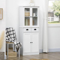 Gracie Oaks 61" Freestanding Kitchen Pantry, Traditional Style Storage Cabinet With Soft Close Doors, Adjustable Shelves