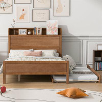 Red Barrel Studio Full Size Platform Bed With Storage Headboard And Twin Size Trundle